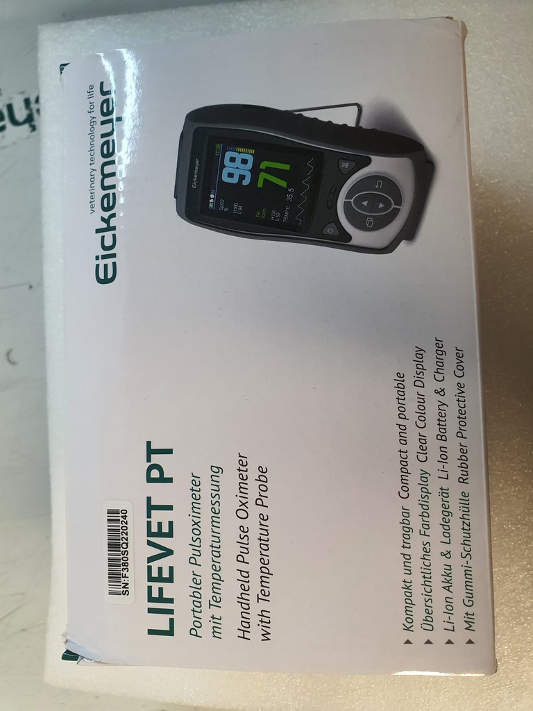 LifeVet PT Pulsoximeter mit Temperaturmessung-Verpackung beschädigt, Baujahr 02/2024