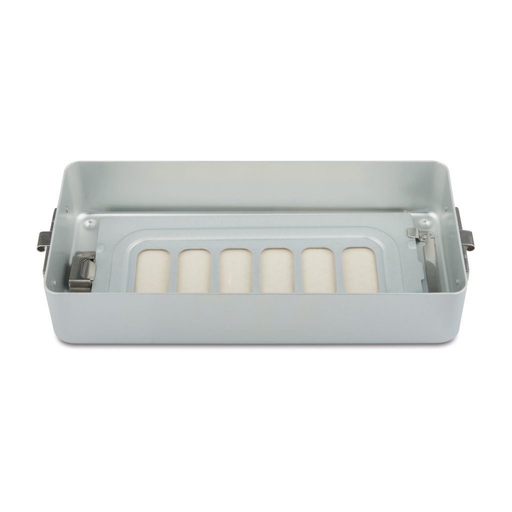 6 cm high base part for small set container, perforated, 300 x 140 x 60 mm, grey