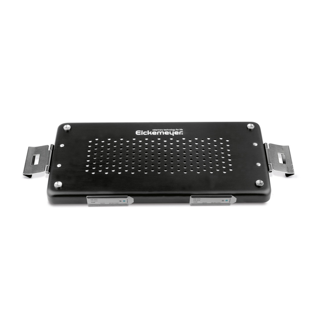 [500715] Black lid for small set container, perforated, 305 x 140 x 20 mm, with paper filter and holder for labels