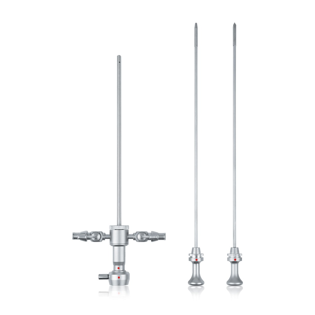 Arthroscopy shaft, L = 17.4 cm, for endoscopes Ø = 2.7 mm, with 2 irrigation taps, with 2 obturators