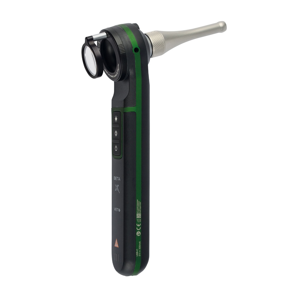 HEINE BETA X VET otoscope, HEINE® X CHANGE System SL magnifier, HEINE® XV4 and XV6 specula, HEINE® AllSpec disposable tips 4 mm, HEINE® E4-USBC power supply and case, G-130.28.330