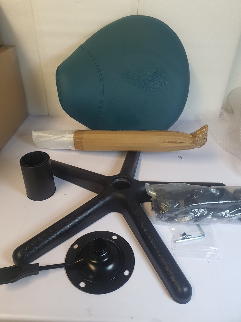 Behandlungshocker ZWEEZI höhenverstellbar von 58-85 cm Sattelsitz, EVERGREEN - Der Stuhl ist neu und originalverpackt, hat jedoch einen kleinen Riss an der Seite der Sitzfläche.