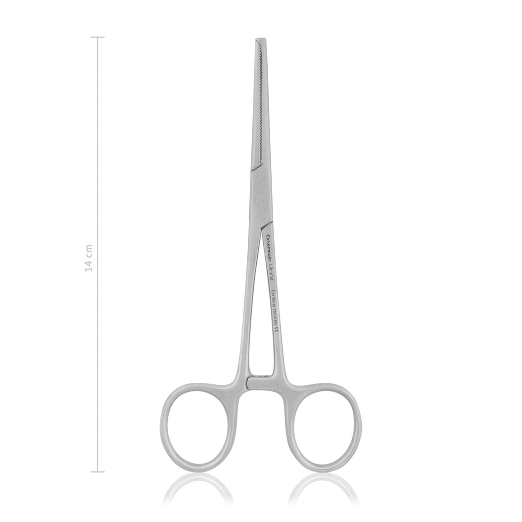 Hemostatic forceps KOCHER-OCHSNER, 1x2 teeth, 14 cm, straight