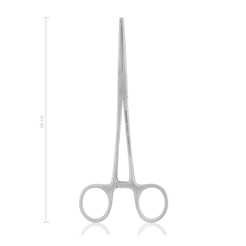 Hemostatic forceps KOCHER-OCHSNER, 1x2 teeth, 16 cm, curved