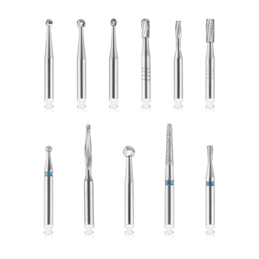 [174105] Burr kit for contra angle hand piece incl. 11 burrs for 174026, 174037 and 17402205