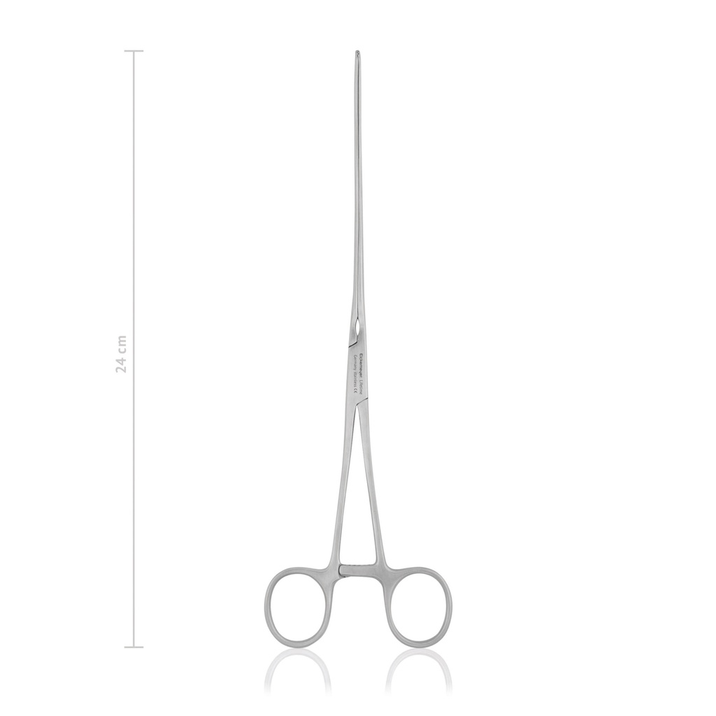 Intestinal forceps MAYO-ROBSON, longitudinal serrations, 24 cm, curved