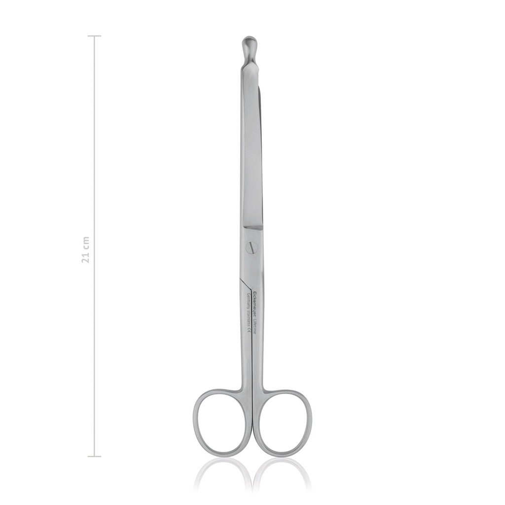 Intestinal scissors with buttoned probe, 21 cm, straight