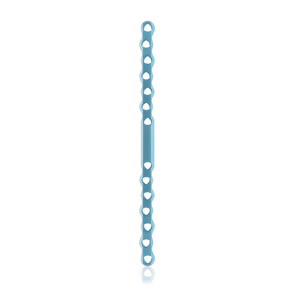 EickLoxx S-Type bone plate 14 hole, 158 x 8 x 3.2mm, titanium, light blue 