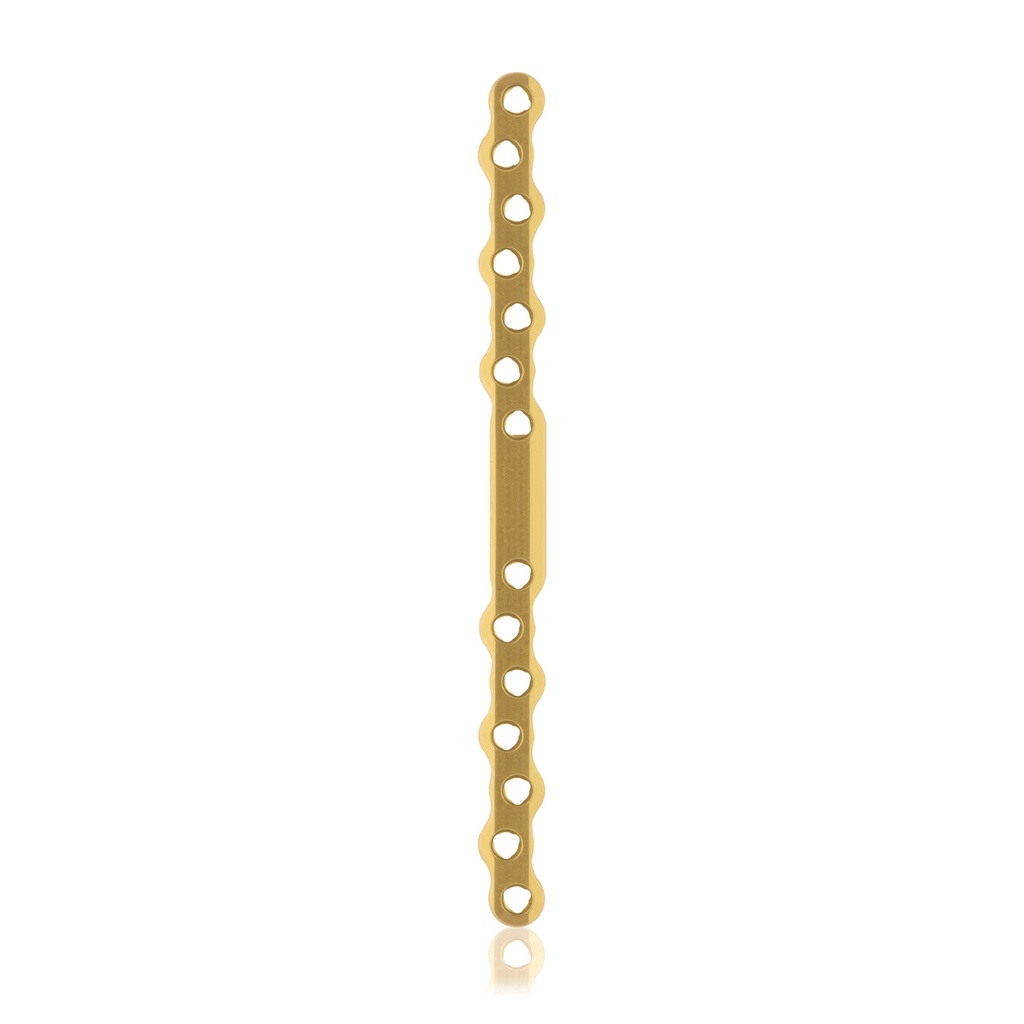 EickLoxx S-type bone plate 14-hole, 160 x 11 x 4.5mm. Titanium, gold