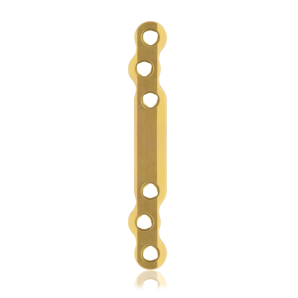 EickLoxx S-Type bone plate 6 hole,  80 x 11 x 4.5mm, titanium, gold 