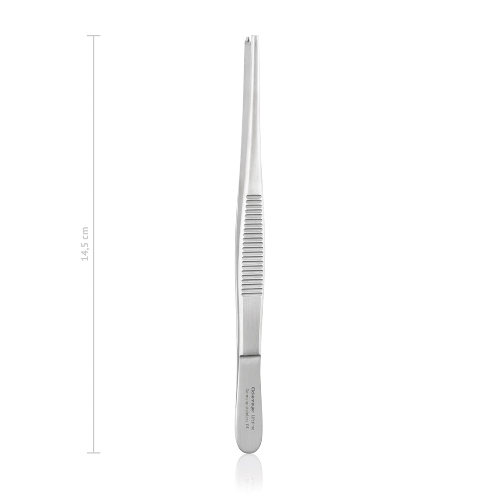 Tissue forceps Standard (rat tooth), 1x2 teeth, 14,5 cm