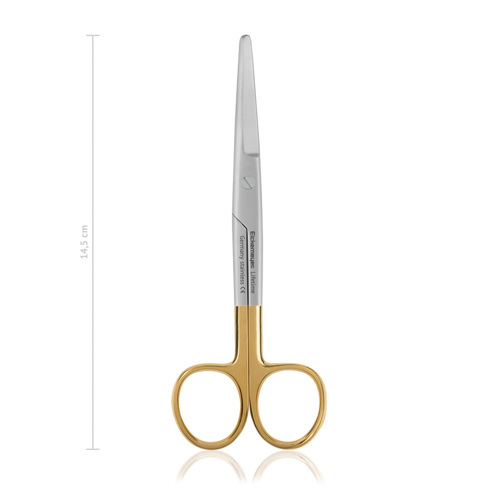 Dissecting scissors MAYO, blunt/blunt, 14,5 cm, curved, TC, with serrated cutting edge