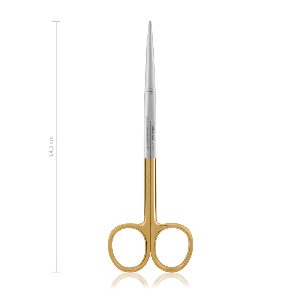 Dissecting scissors METZENBAUM, blunt/blunt, 14,5 cm, curved, TC, with serrated cutting edge