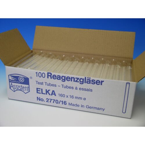 Test tubes, 16 mm x 16 cm, 100/pkg.  