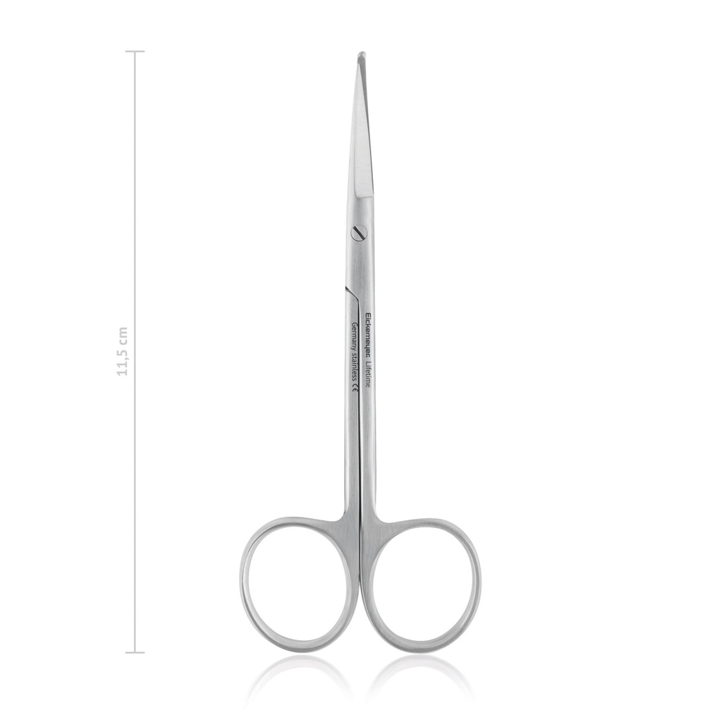 Buttoned scissors STEVENS, fine with one probe pointed blade, 11,5 cm, straight