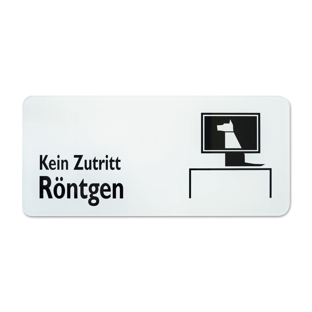 Sign with symbol Kein Zutritt Röntgen"" 30 x 13,5 cm, black/wh 