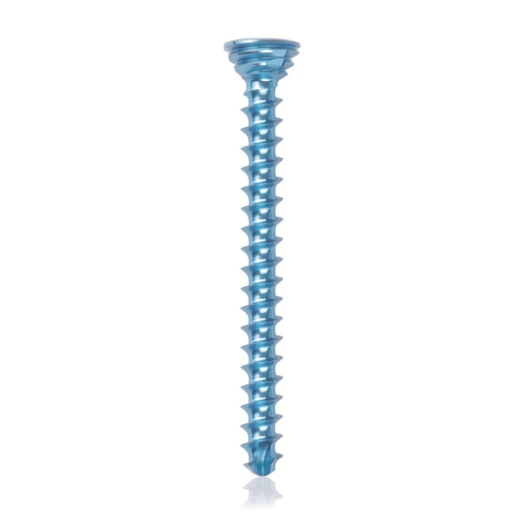 Titanium locking screw Ø2.7x28mm multidirectional, blue, Torx 10 self-drilling, self-tapping