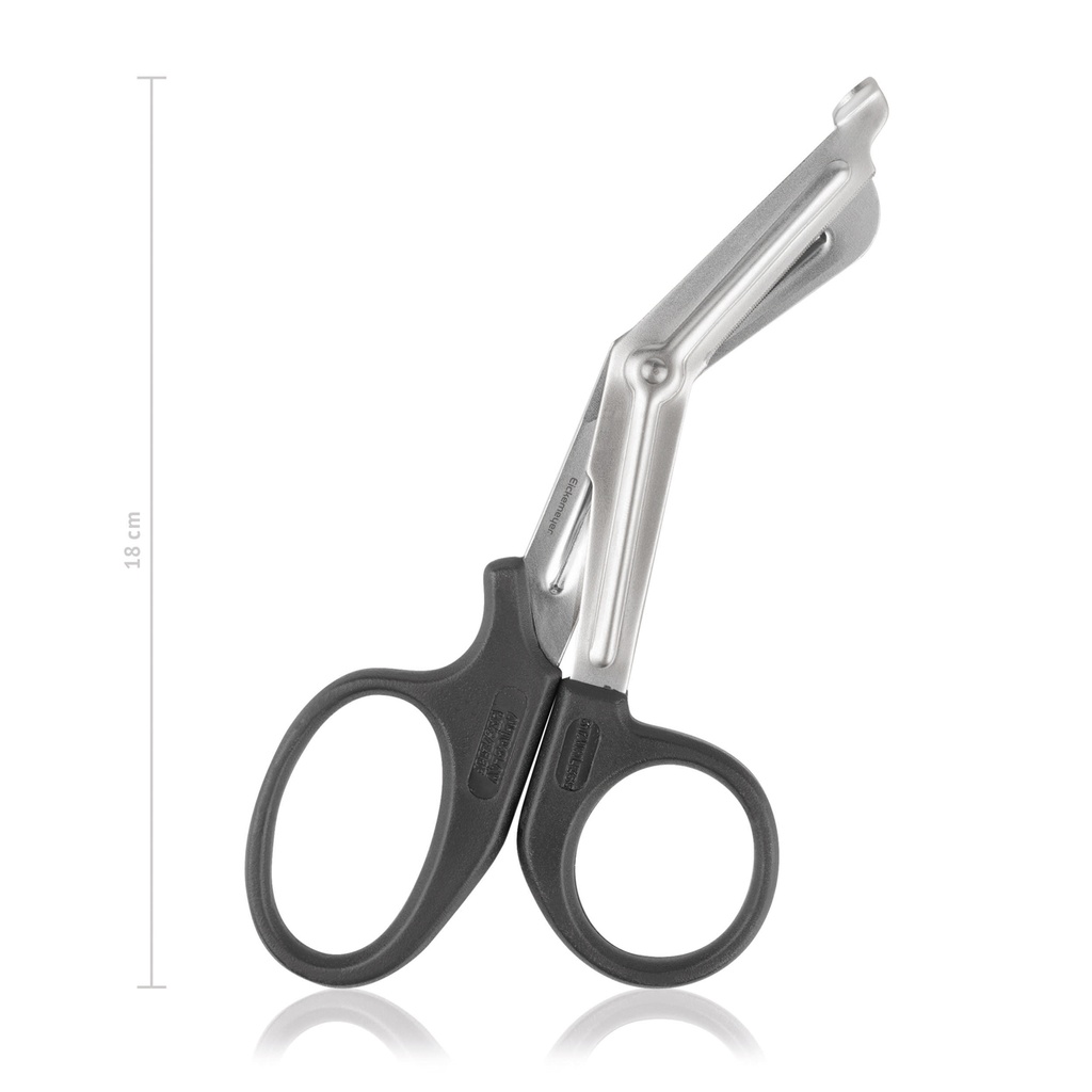 Universal bandage scissors with plastic rings, black, 18 cm