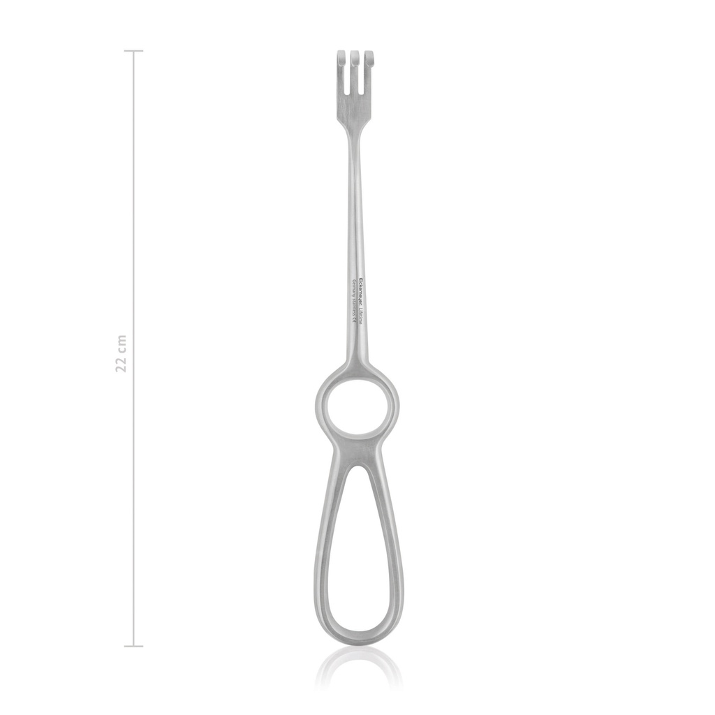 [160503] Retractor VOLKMANN, 3 prongs, blunt, 9 x 13 mm, 22 cm