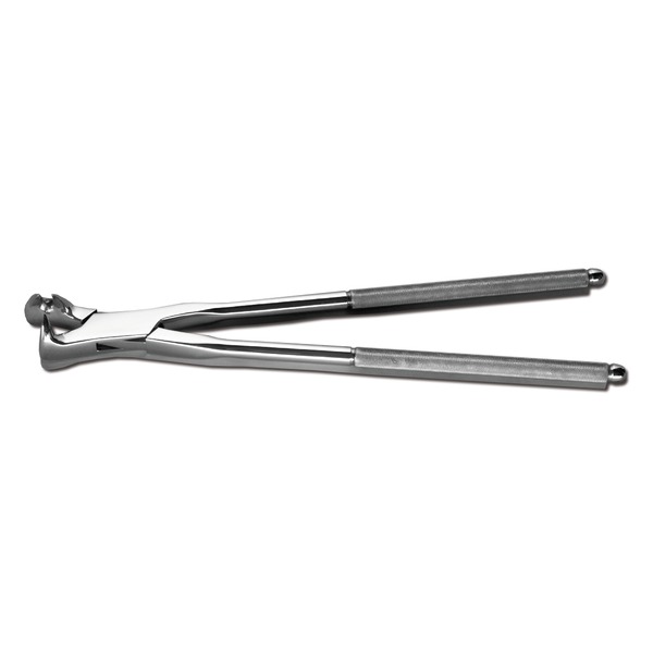 [177521] Molar forceps, three-root, box-joint with knurled handles, for very little crown in aged horses, off side
