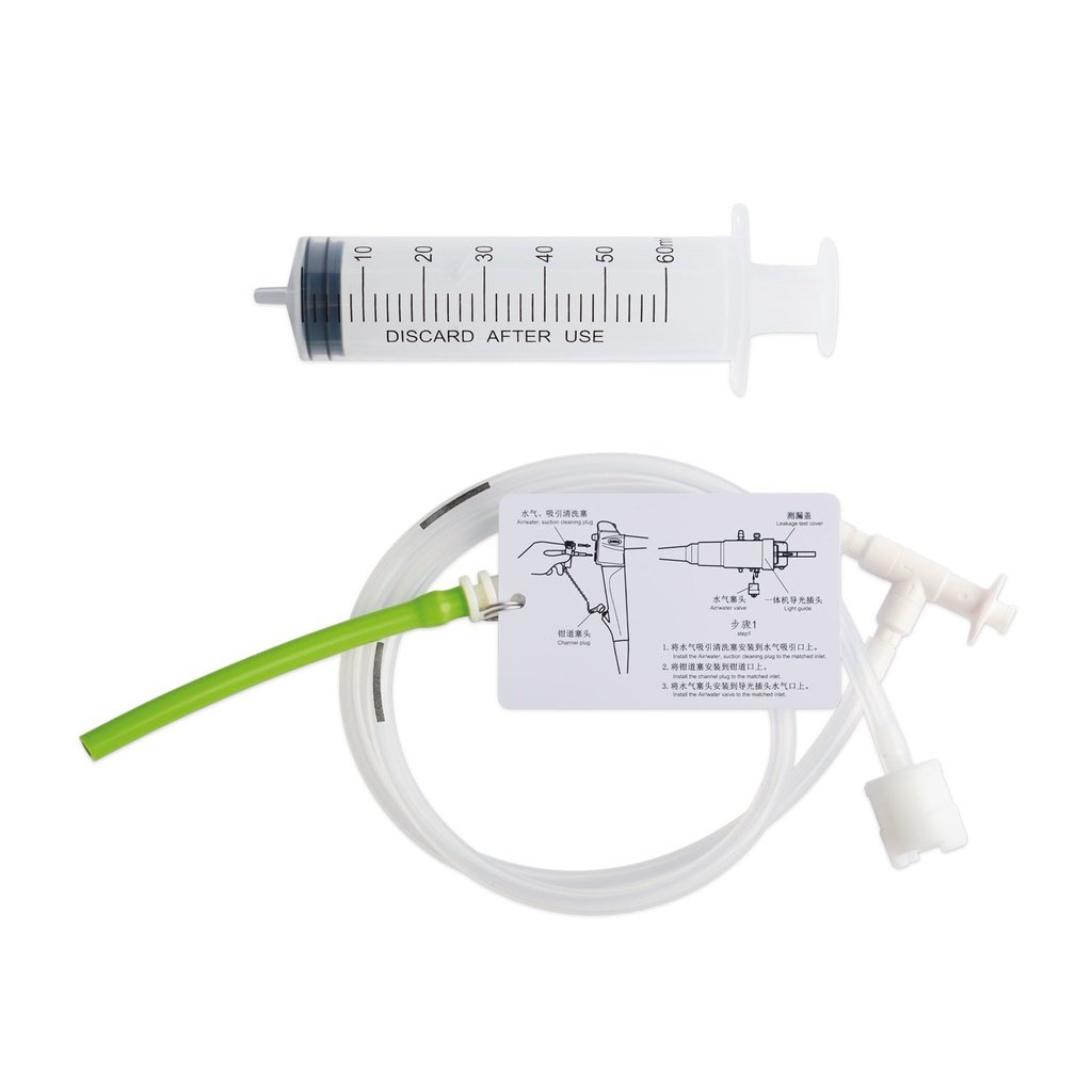 Cleaning set, syringe and cleaning hoses