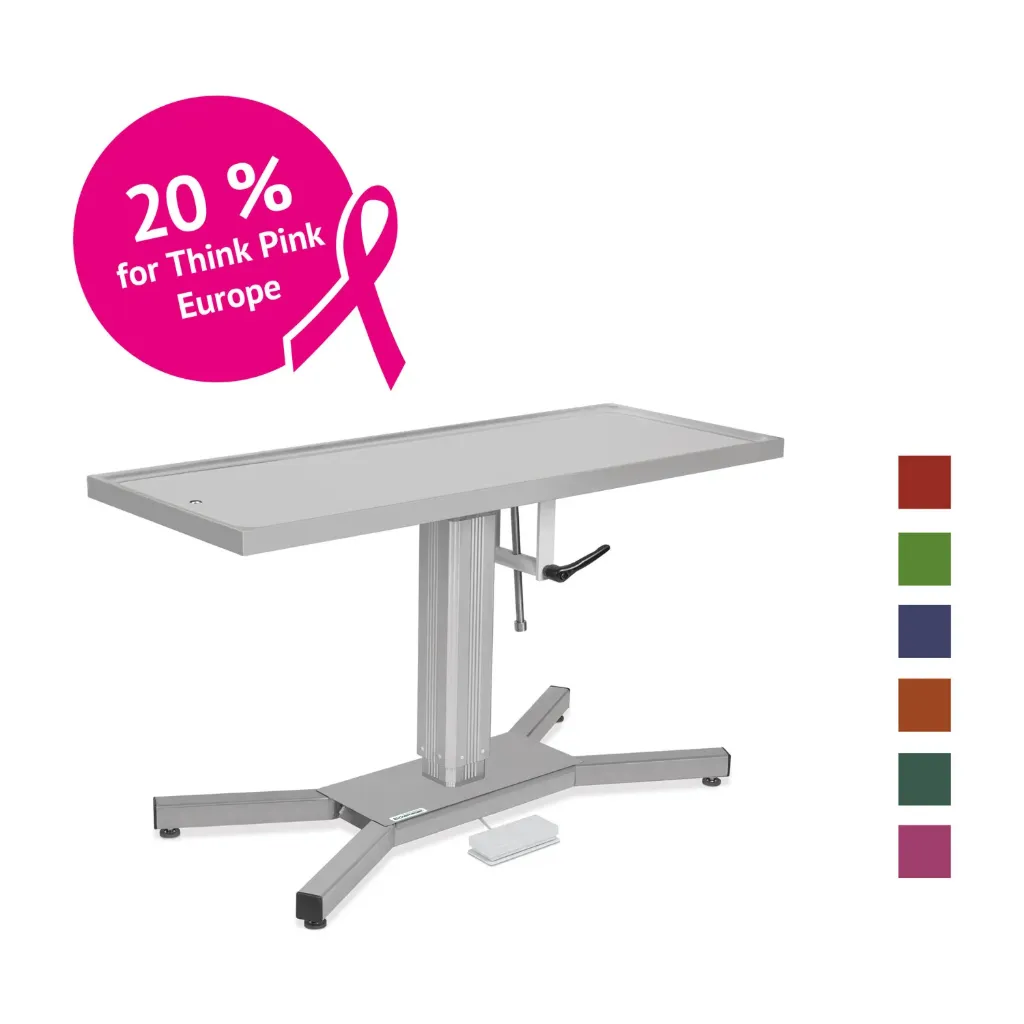 [6020120001] Surgery table with 'X'stand, tilt mechanism/one direction and electric or hydraulic  (Stainless steel, 50 x 130 cm, Electric)
