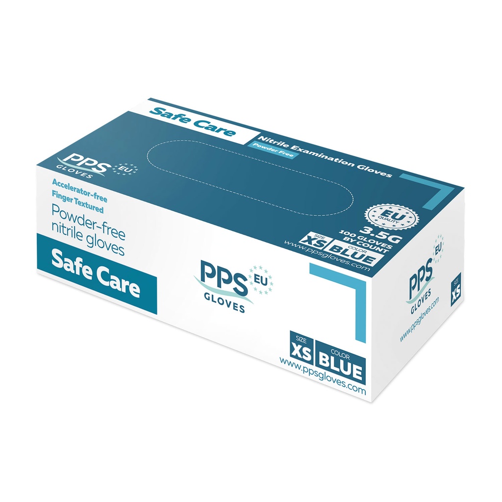 Examination gloves, nitrile, powder-free, size XS, blue, pack of 100