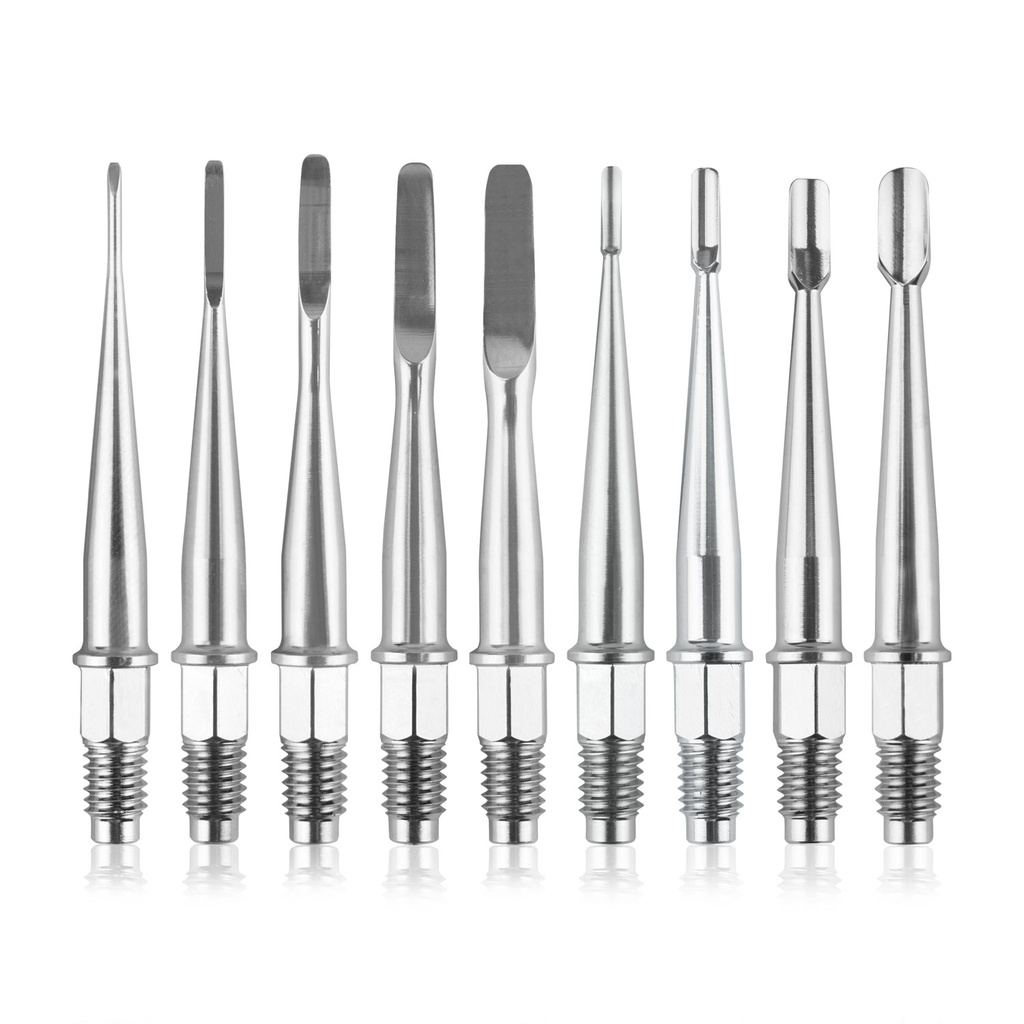 Dentanomic reorder set, full set with 5 luxator and 4 elevator blades. 9 pieces in total