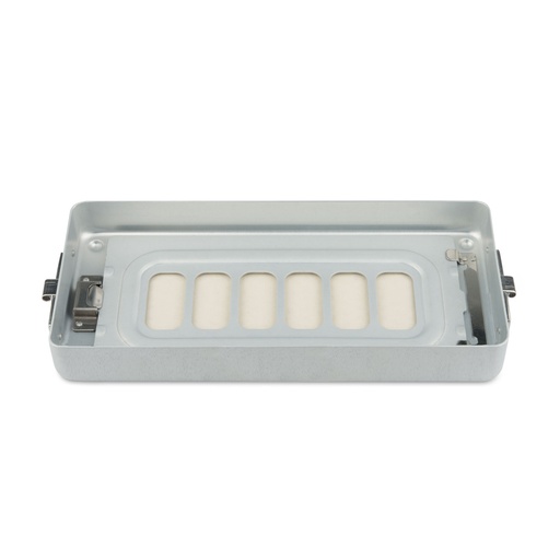 [500613] 3.5 cm high base part for small set container, perforated, flat, 300 x 140 x 30 mm, grey