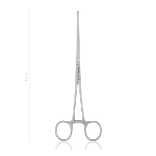 [144721] Mayo-Robson bowel clamp, 21 cm, curved, longitudinally ribbed, soft and elastic